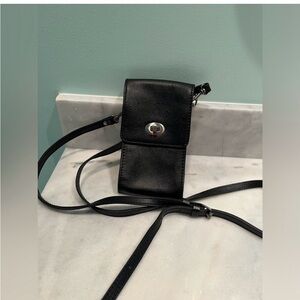 Patricia Nash Rivalta Small Black Leather Crossbody Phone purse